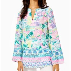 Lilly Pulitzer Ocean Cove Tunic Private Island Linen Tropical Size Medium M